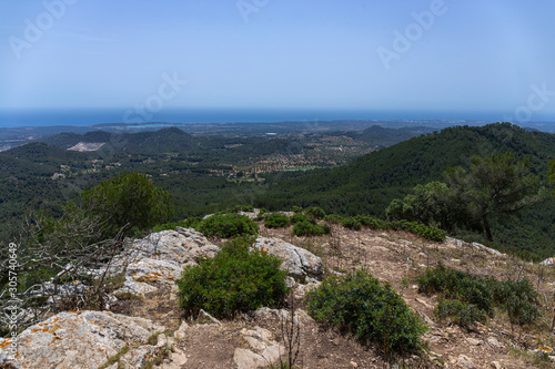  view from the mountain to the area Felanitx, Mallorca