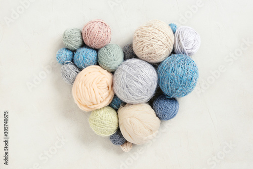 Fotografia, Obraz Heart from various balls of yarn for knitting