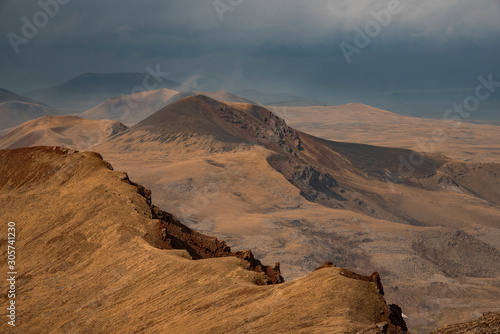 Beautiful landscape, panoramic view on the volcanic mountains. Armenia Azhdahak mountain. photo