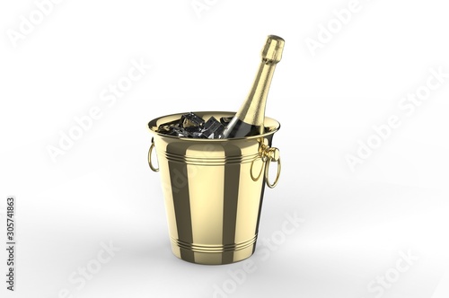 Blank vintage ice bucket for promotional branding. 3d render illustration.