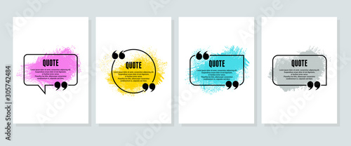 Quote box frame, big set. Quote box icon. Texting quote boxes. Blank template quote text info design boxes quotation bubble blog quotes symbols. Creative vector banner illustration photo