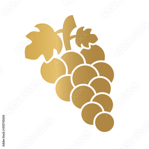 golden wine grapes icon - vector illustration