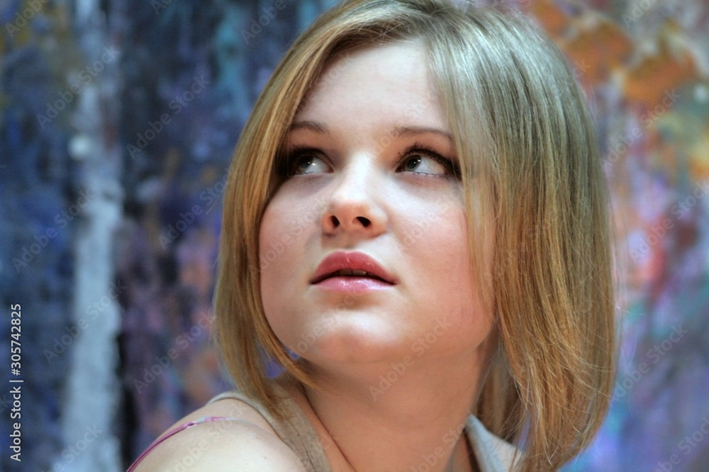 Portrait of a natural blonde, teenage girls with light makeup. Russian Portrait of a natural blonde, teenage girls with light makeup. Russian