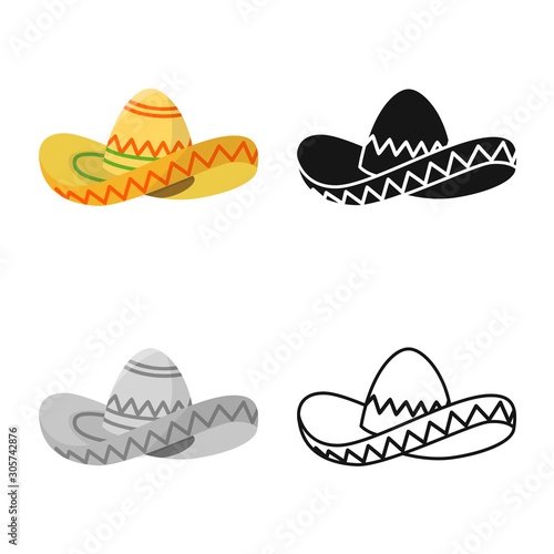 Isolated object of sombrero and hat sign. Web element of sombrero and mexico stock symbol for web. photo
