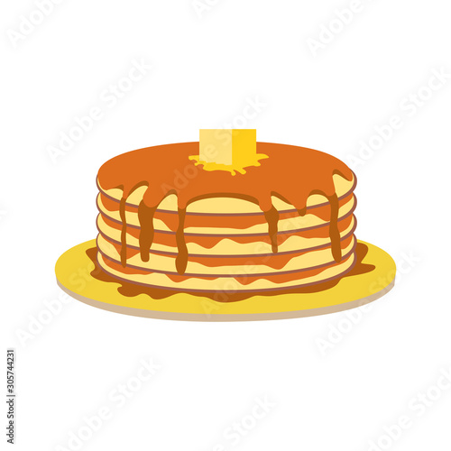 Pancakes with Butter and Syrup flat vector icon