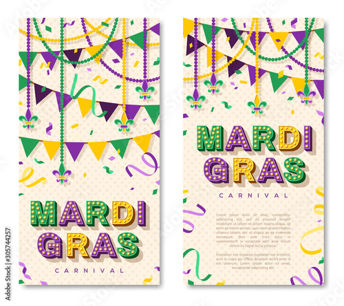 Obraz na płótnie Mardi Gras vertical banner with typography design