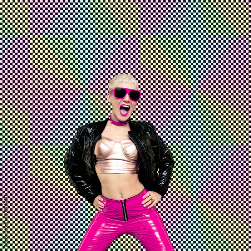 Fotografie Emotional incendiary blonde. Night clup party style concept