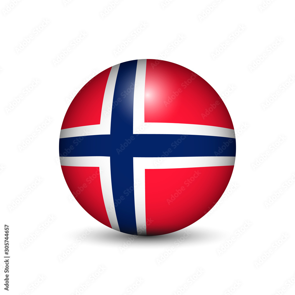 Flag of Norway in the form of a ball isolated on white background. Flag of Norway in the form of a ball isolated on white background.