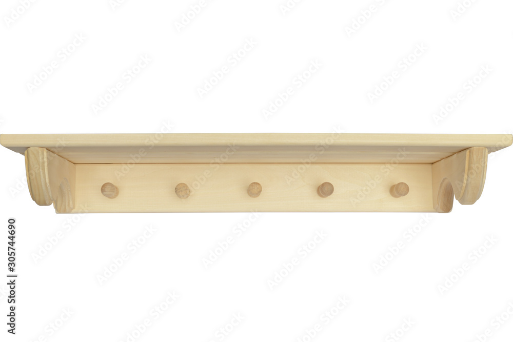 Shelf with hangers for clothes made of linden wood Shelf with hangers for clothes made of linden wood