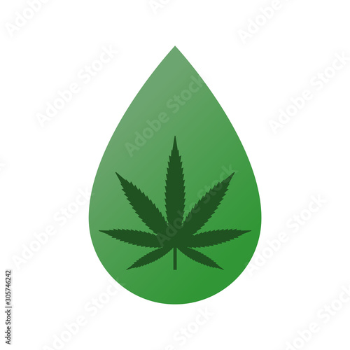Medical cannabis, hemp inside drop. CBD oil logo.