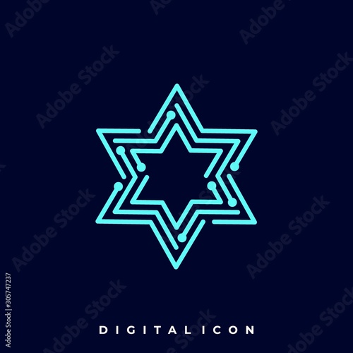 Star Circuit Illustration Vector Template