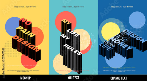 Plakat Modern poster design template 3D Text Effect Mockup /full editable