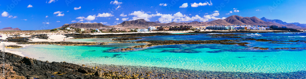 best beaches of Fueteventura - beautiful La Concha in El Cotillo, northern part. Canary islands of Spain