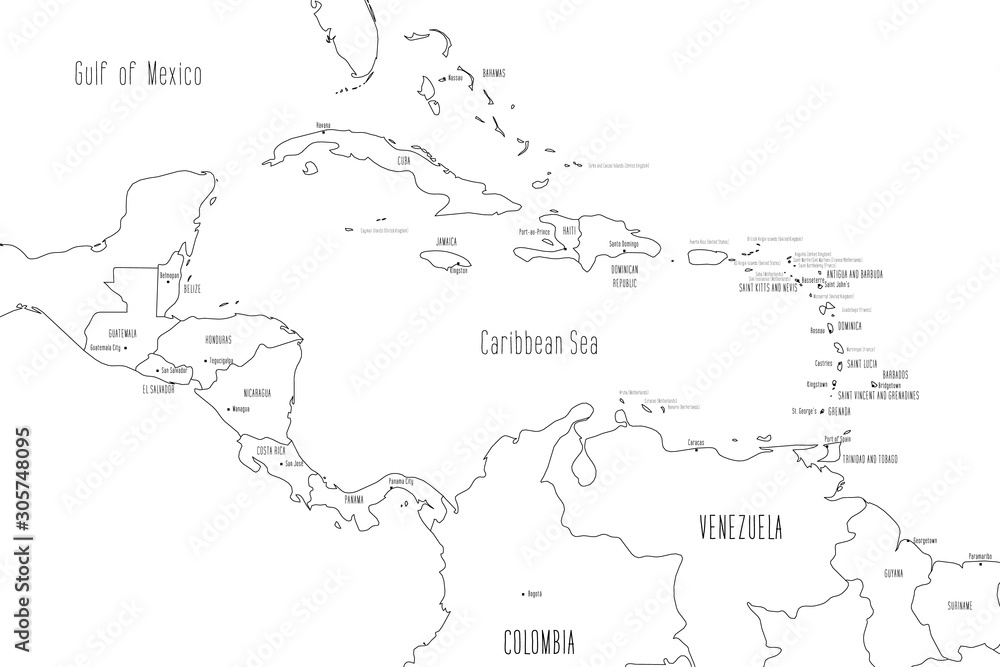 Map of Central America and Caribbean. Handdrawn doodle style. Vector illustration Map of Central America and Caribbean. Handdrawn doodle style. Vector illustration