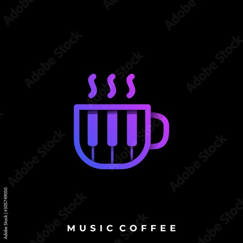 Music Coffee Illustration Vector Template