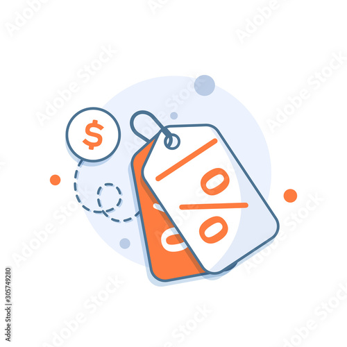 Shopping tags simple icon, Discount coupons symbol