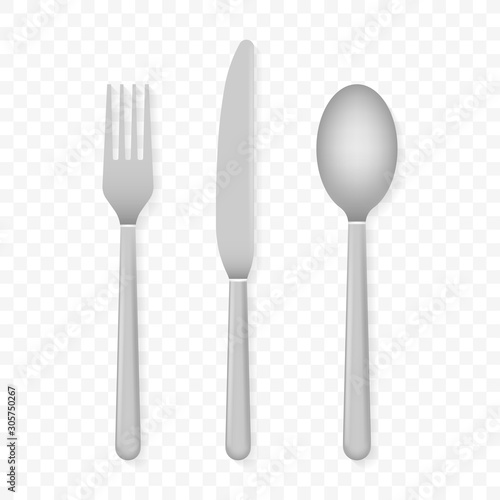 Knife and fork. Cutlery, dishes, coffee spoon, spoon. Vector stock illustration.