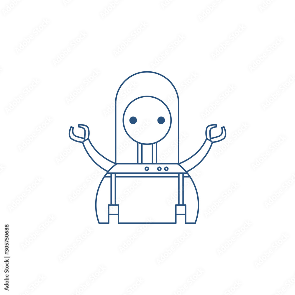 robot with two hands line style icon