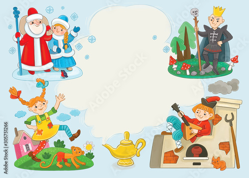 Fotografia poster for children's play frame with characters from fairy tales