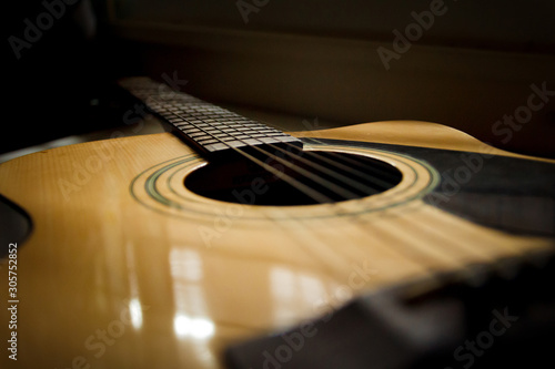 Close up acoustic guitar
