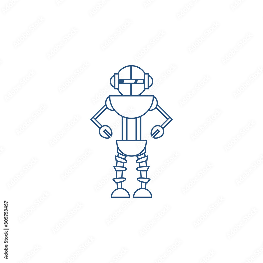 Fototapeta premium humanoid robot line style icon
