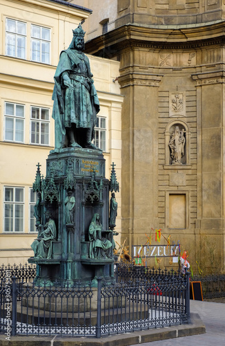 Statue of Charles IV king of Czech kingdom, Prague, Czech Republic. Tourism and travel. photo