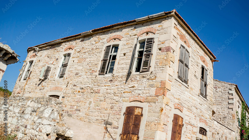 Historic and abandoned houses of resort town of Foca izmir, Turkey