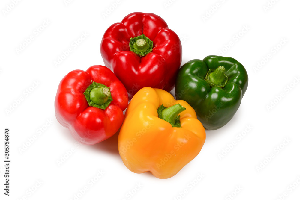 Group of bell peppers isolated on white background. Group of bell peppers isolated on white background.