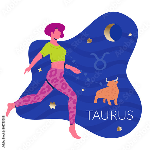 Taurus Woman Zodiac Illustration