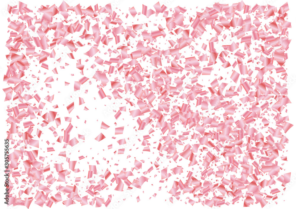 Festive pink rectangle confetti background. Abstract frame confetti texture for holiday, postcard, poster, website, carnival, birthday, children's parties. Cover confetti mock-up. Wedding card layout