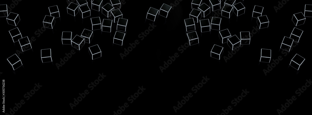BLACK abstract green background framing with cubes, empty space for textwallpaper 3d illustration