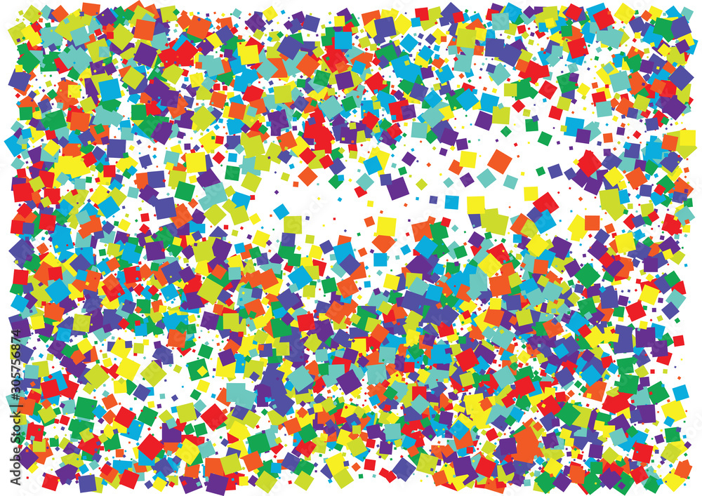 Festive color square confetti background. Abstract frame confetti texture for holiday, postcard, poster, website, carnival, birthday, children's parties. Cover confetti mock-up. Wedding card layout Festive color square confetti background. Abstract frame confetti texture for holiday, postcard, poster, website, carnival, birthday, children's parties. Cover confetti mock-up. Wedding card layout