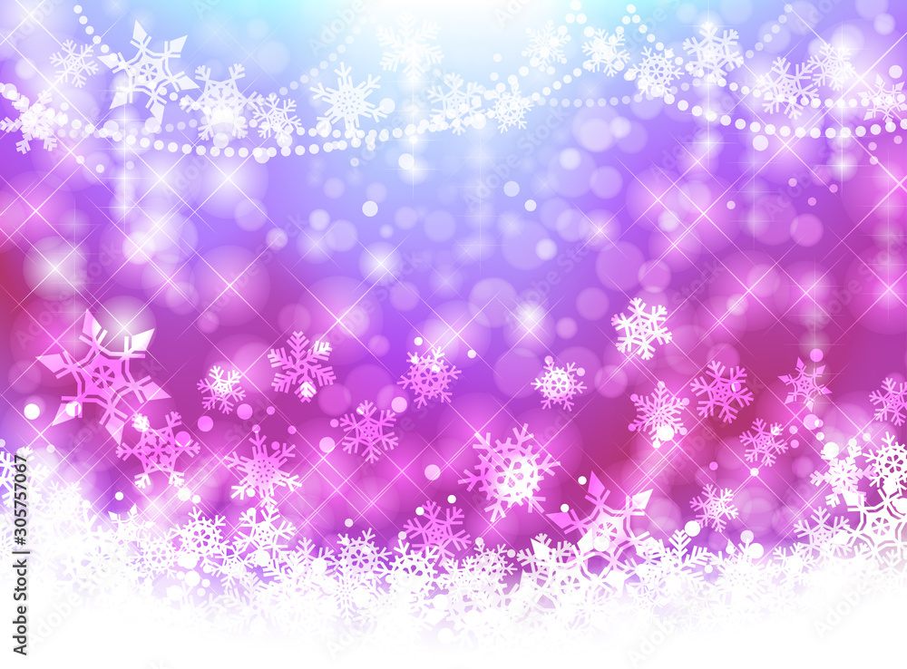 雪の結晶クリスマス背景イメージ-ピンク