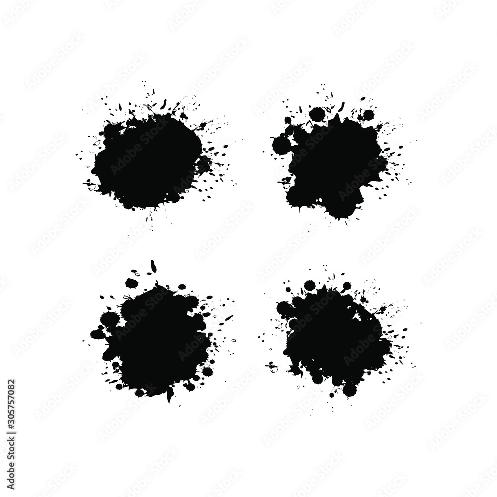 Set of black ink splashes. Grunge splatters. Vector illustration Set of black ink splashes. Grunge splatters. Vector illustration