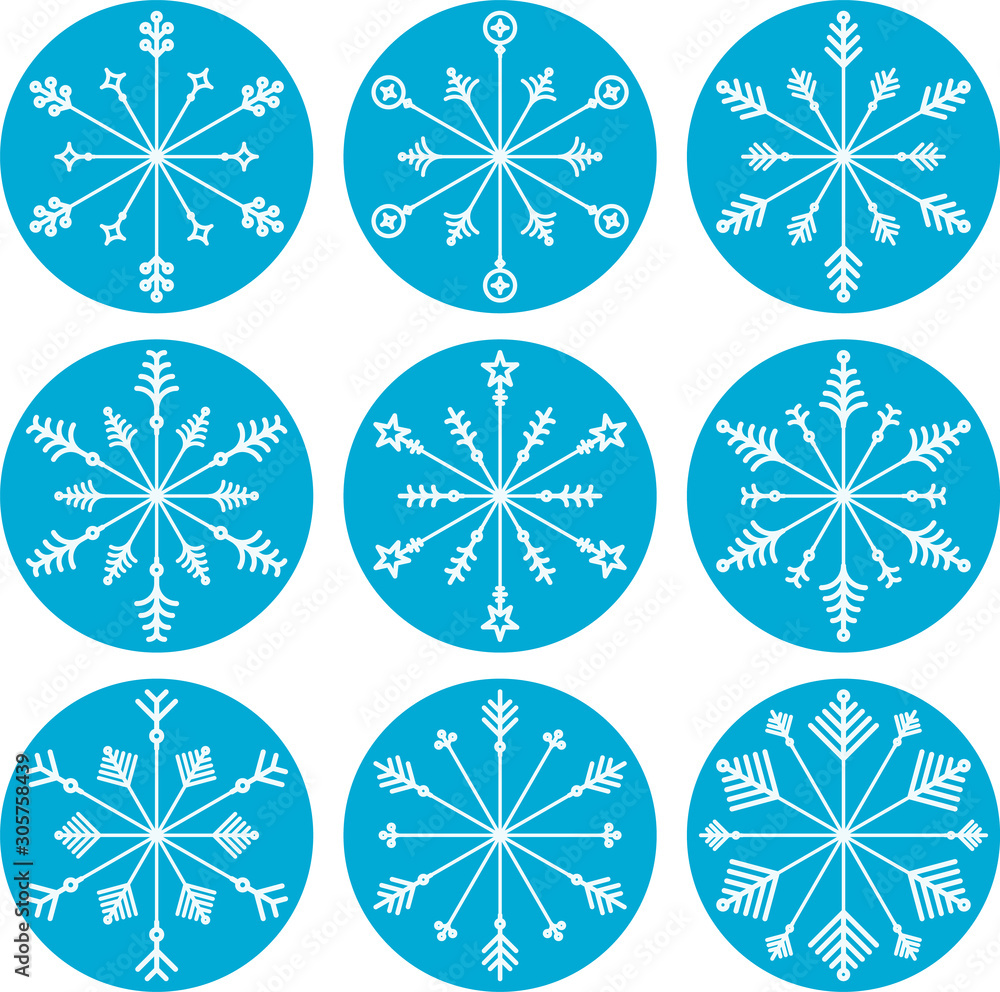 Set of vector globes with unique snowflakes Set of vector globes with unique snowflakes