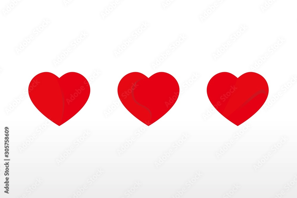 Heart vector icons on white background. love symbol isolated