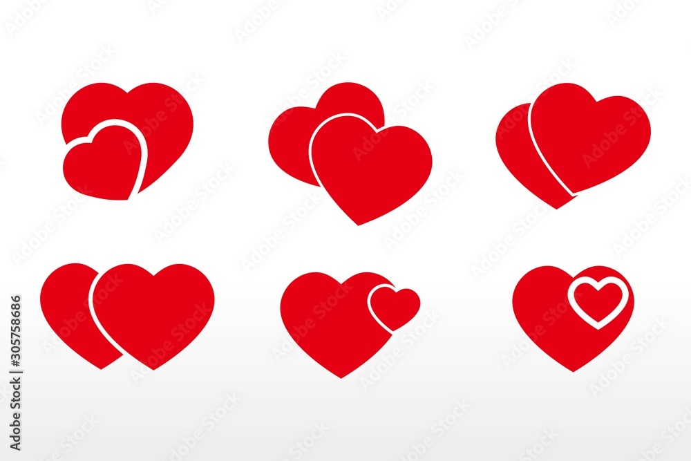 Set of Heart vector icons on white background. love symbol isolated