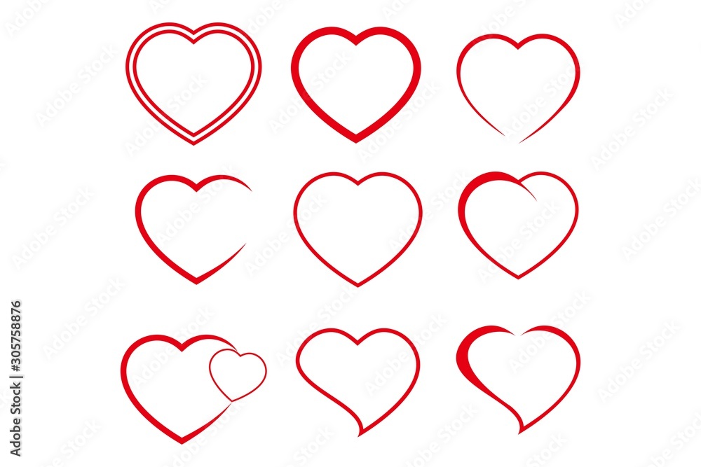 Heart line Icon set vector illustration, love symbol vector