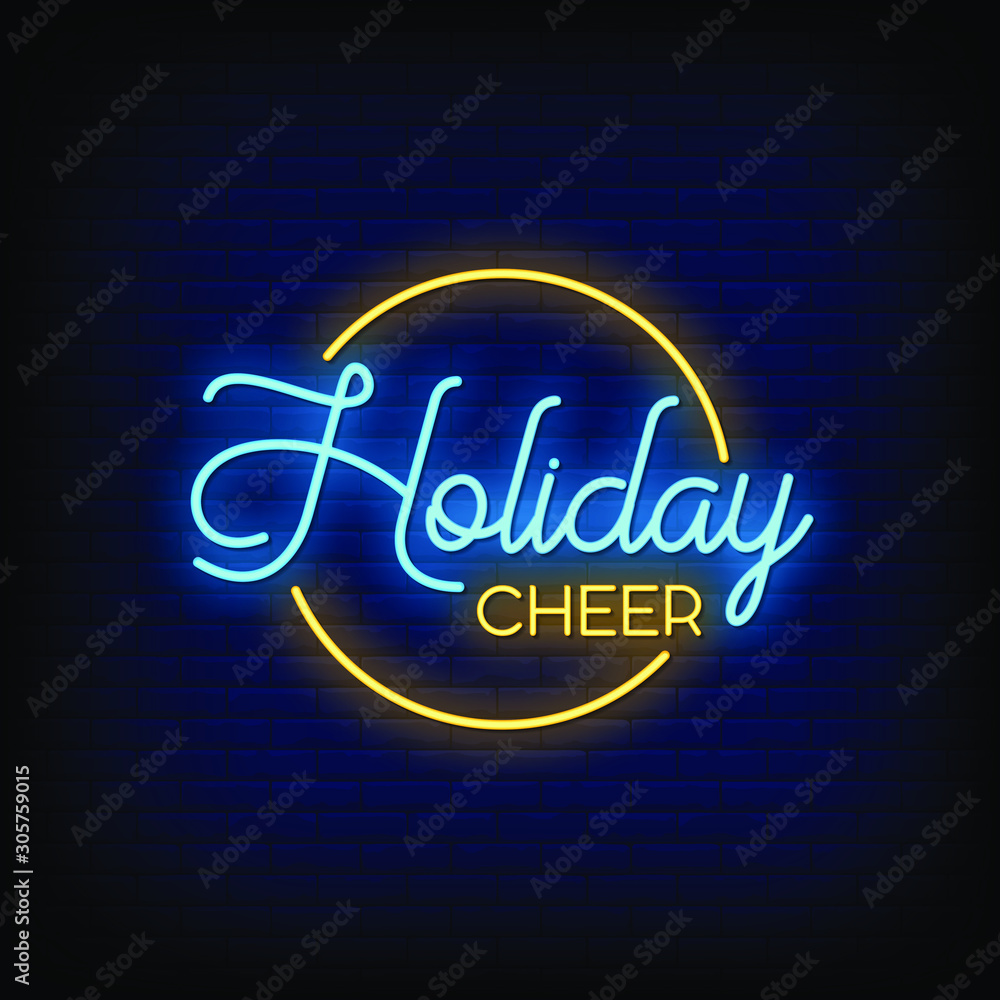 Holiday Cheer Neon Signs Style Text Vector