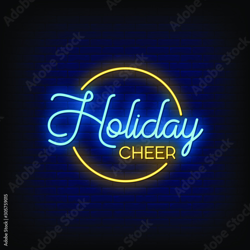 Holiday Cheer Neon Signs Style Text Vector