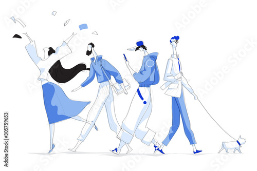 Modern style trendy cartoon characters - Vector