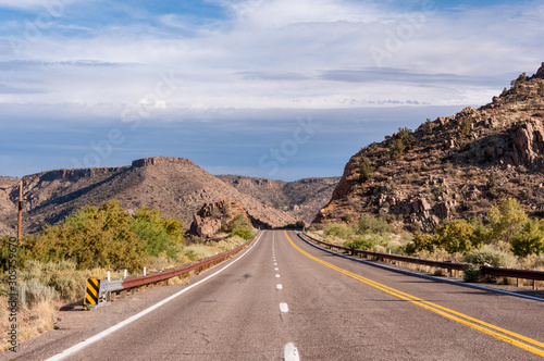 Road between hills, Arizona USA