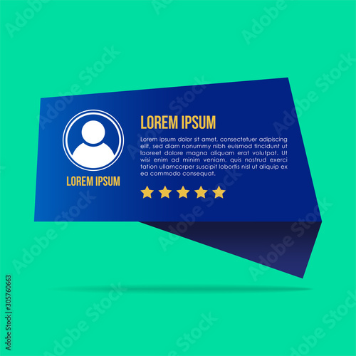 Creative testimonials template with different shapes. Testimonial Speech bubble concept, customer feedback infographic for application and website.