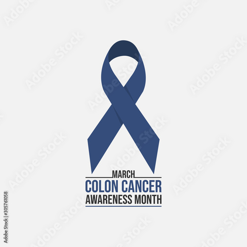 Blue ribbon colon cancer awareness month poster vector image