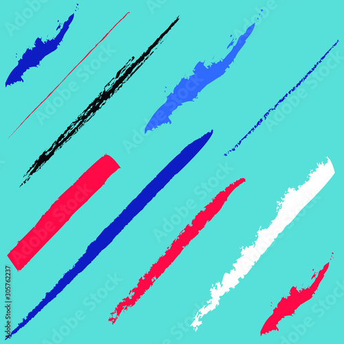 color spots of different brushes on aquamarine background