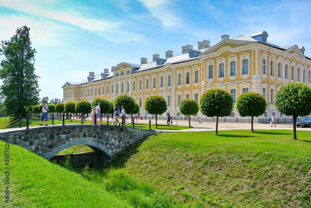  Park with a bridge near the Rundale Palace, Latvia.