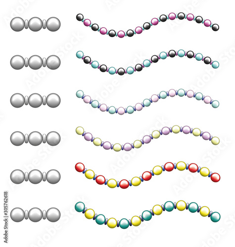pearl bead string three colors brush