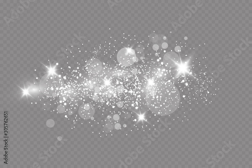 Glow light effect. Vector illustration. Christmas flash. dust