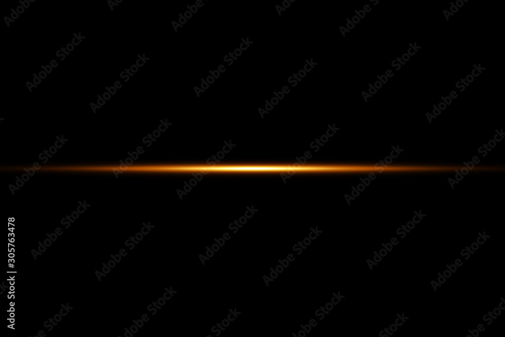 Abstract golden lights lines on black background vector illustration. A bright flash of light on the line - obrazy, fototapety, plakaty 