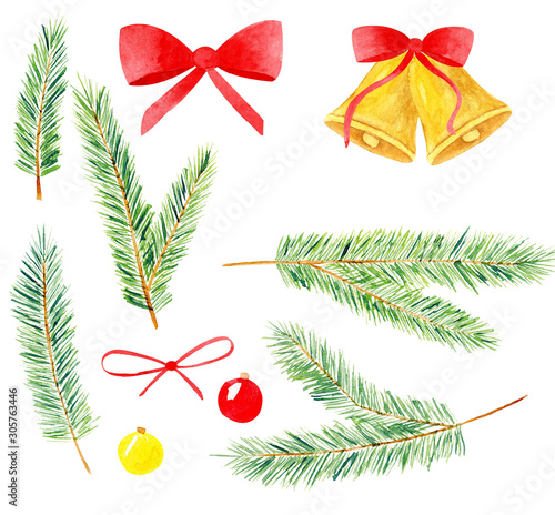 New Year holiday attributes hand drawn illustrations set
